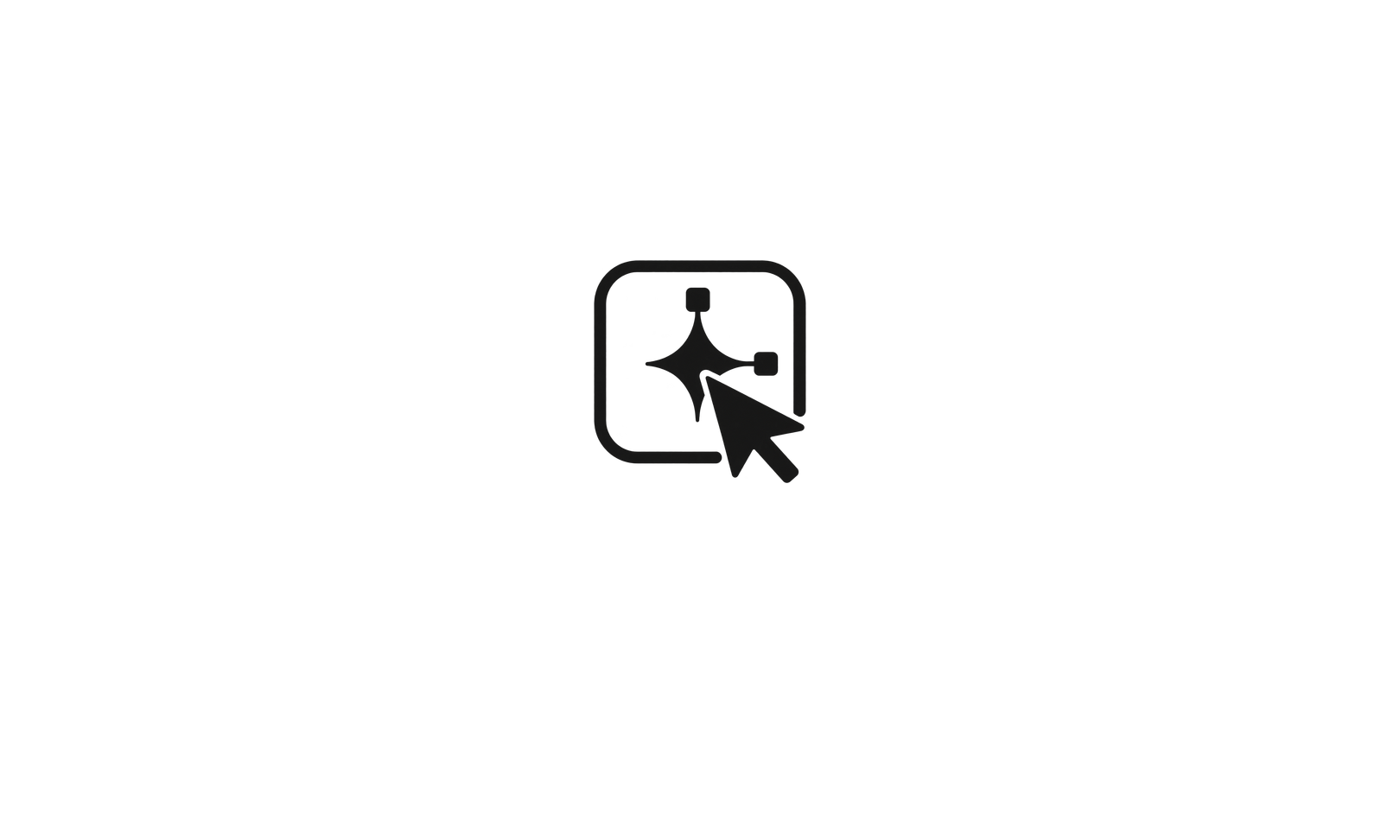 Ein dunkler Cursor bearbeitet einen Stern in einem Designrahmen: ein Symbol für gezielt geführte KI.